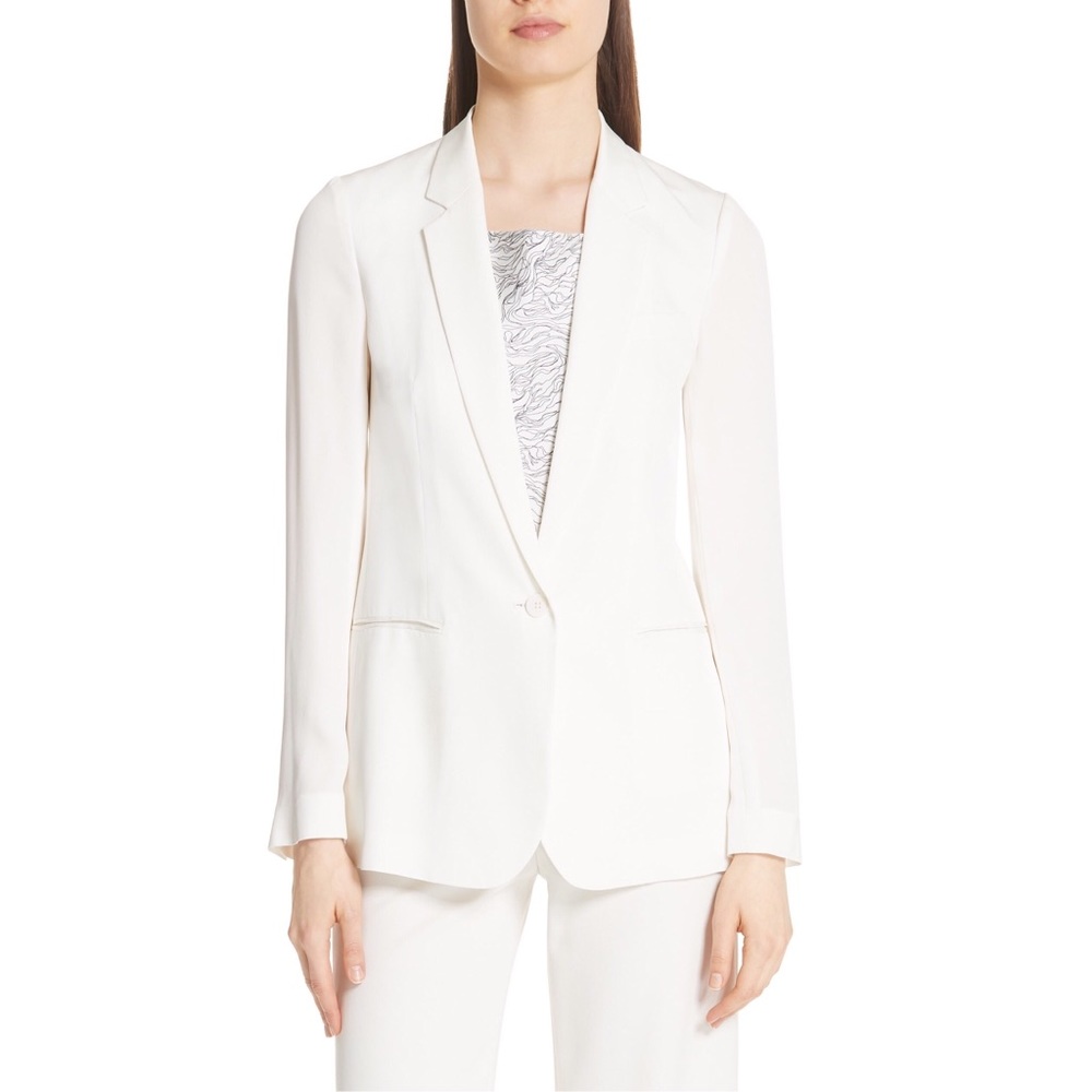 ❌SOLD❌ $126 Theory Grinson White Silk Blazer 12